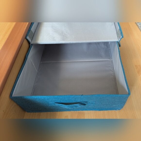 Two Brand New Teal Fabric Storage Box with Lid (Under Bed Storage) - Picture 3 of 8